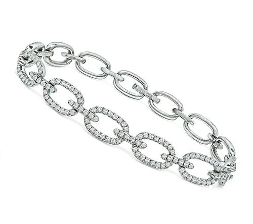 Round Cut Diamond 14k White Gold Bracelet