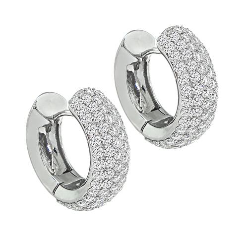 Round Cut Diamond 14k White Gold Huggies Earrings