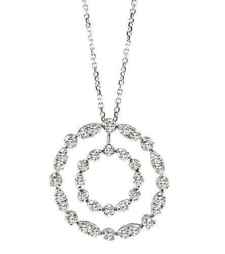 Round Cut Diamond 14k White Gold Pendant Necklace