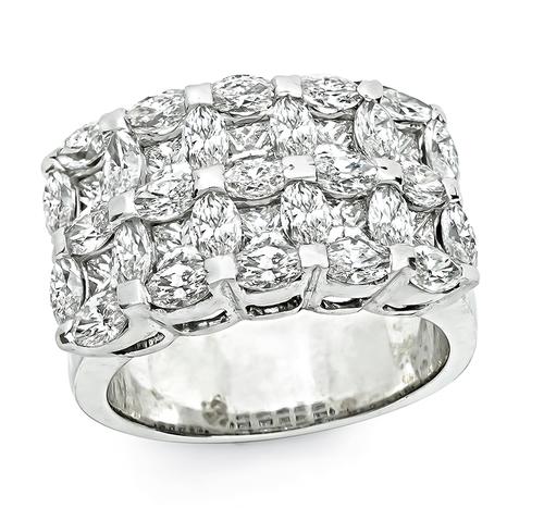 Marquise and Princess Cut Diamond 14k White Gold Ring