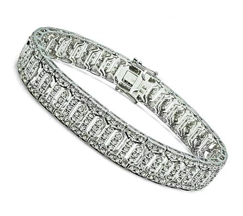 Round Cut Diamond 18k White Gold Bracelet