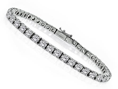 Round Cut Diamond 18k White Gold Tennis Bracelet