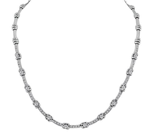 Round Cut Diamond 18k White Gold Necklace