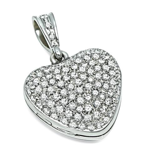 Round Cut Diamond 18k White Gold Heart Pendant
