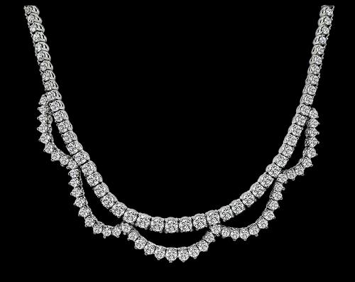 Round Cut Diamond 18k White Gold Necklace