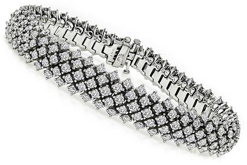 Round Cut Diamond 14k White Gold Bracelet