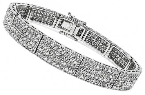 Round Cut Diamond 18k White Gold Bracelet