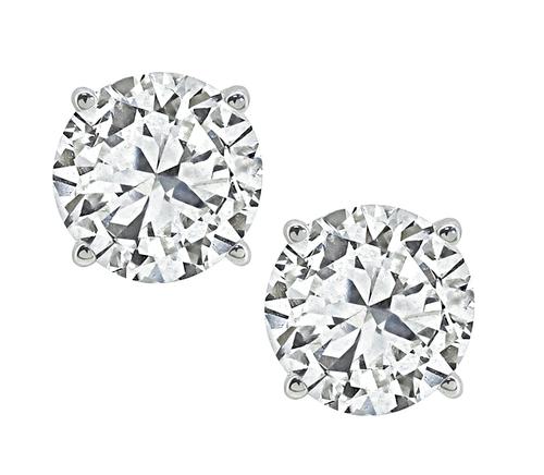 Round Cut Diamond 18k White Gold Studs Earrings