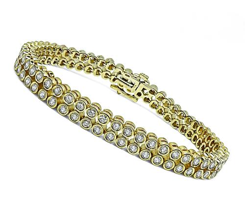 Round Cut Diamond 14k Yellow Gold Bracelet