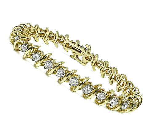Round Cut Diamond 14k Yellow Gold Bracelet