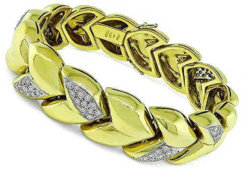 Round Cut Diamond 18k Yellow and White Gold Bracelet