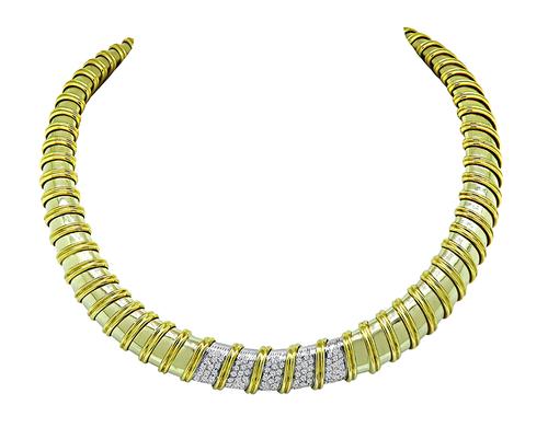 Round Cut Diamond 18k Yellow Gold Choker Necklace