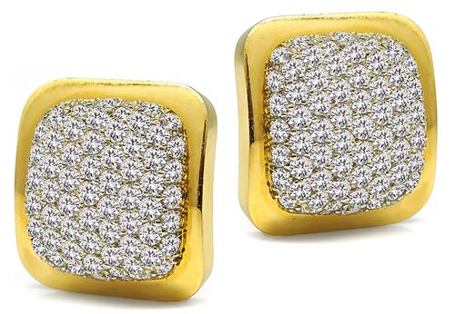Round Cut Diamond 18k Yellow Gold Earrings
