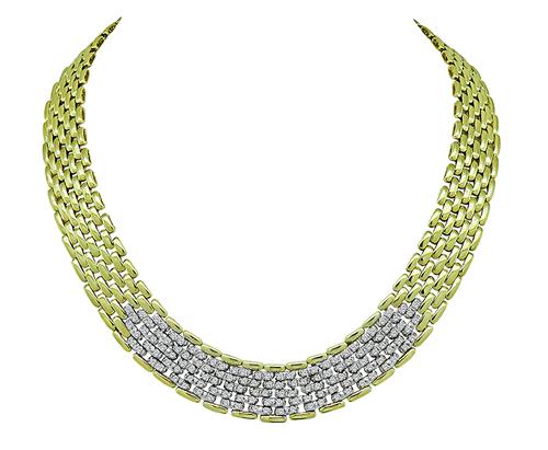 Round Cut Diamond 14k Yellow and White Gold Necklace