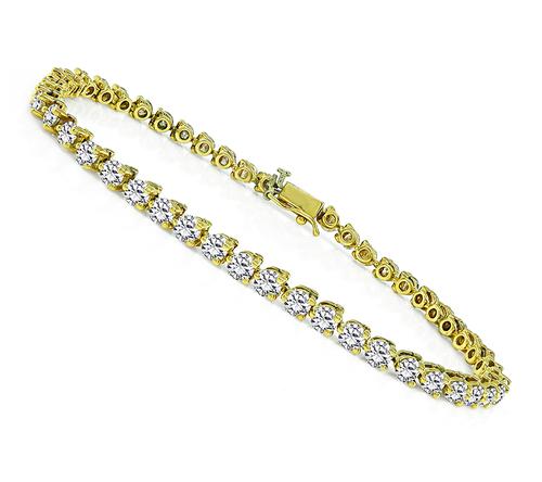 Round Cut Diamond 14k Yellow Gold Tennis Bracelet