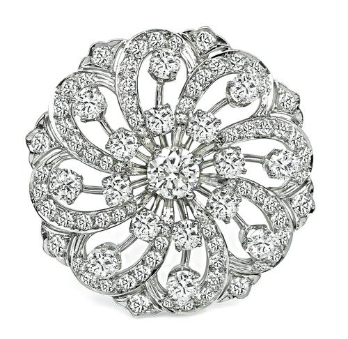 Round Cut Diamond Platinum Pin / Pendant