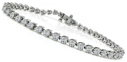 Round Cut Diamond 14kt White Gold Tennis Bracelet 