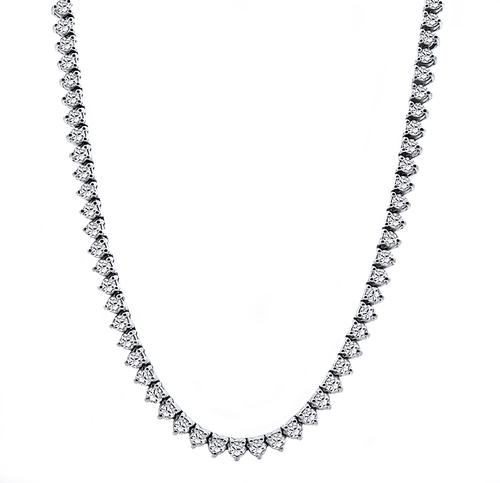 Round Cut Diamond 10k White Gold Tennis Necklace