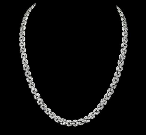 Round Cut Diamond 18k White Gold Necklace