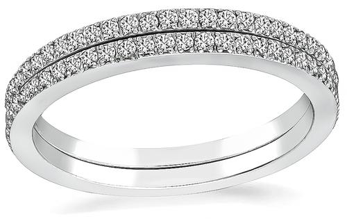 Round Cut Diamond 18k White Gold Wedding Band Set