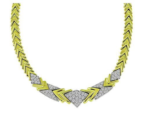 Round Cut Diamond 14k Yellow and White Gold Necklace