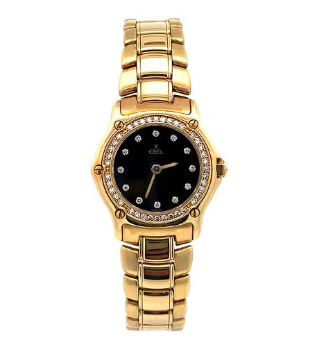 Round Cut Diamond 18k Yellow Gold Watch by Ebel