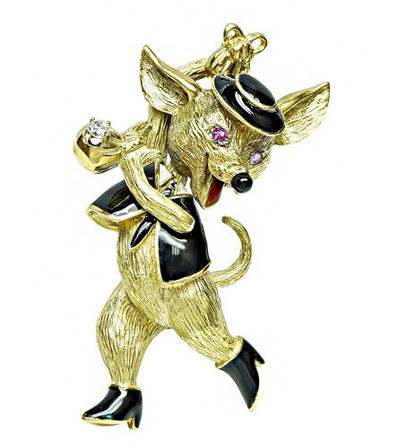 18k Yellow Gold Enamel Pin