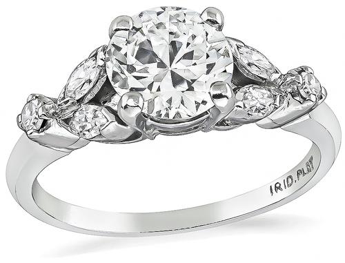 European Cut Diamond Platinum Engagement Ring