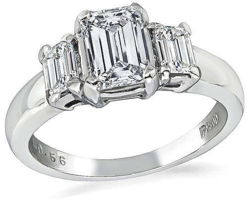 Emerald Cut Diamond Platinum Engagement Ring