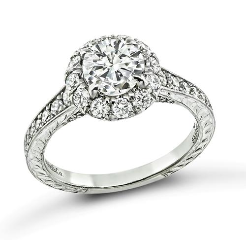 Round Cut Diamond 14k White Gold Engagement Ring by Gabriel & Co