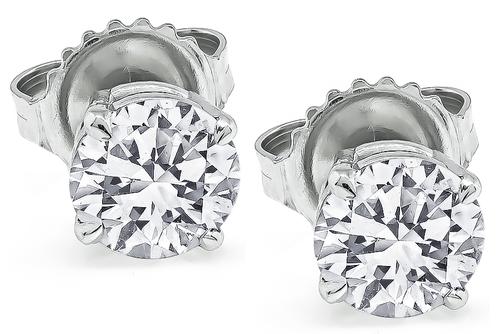 Round Cut Diamond 14k White Gold Studs Earrings