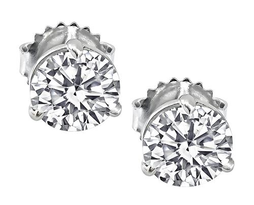 2.13cttw Round Cut Diamond 14k White Gold Studs Earrings