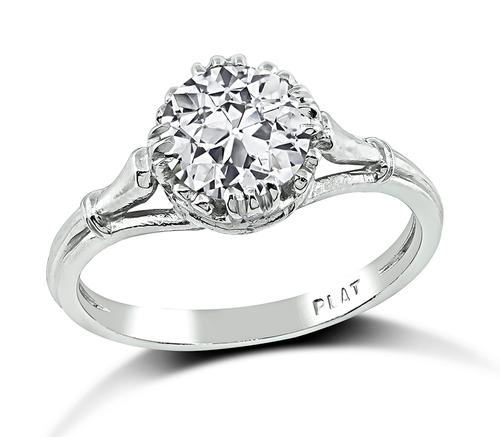 Old European Cut Diamond Platinum Engagement Ring