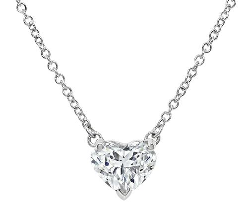 Heart Shape Diamond 14k White Gold Pendant Necklace