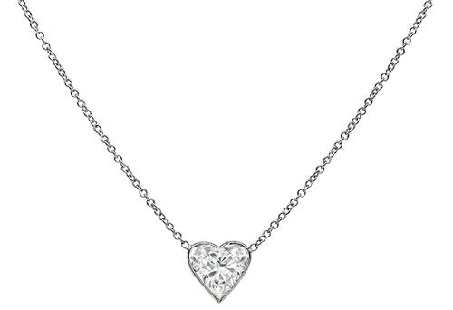 Heart Shape Diamond 14k White Gold Pendant Necklace