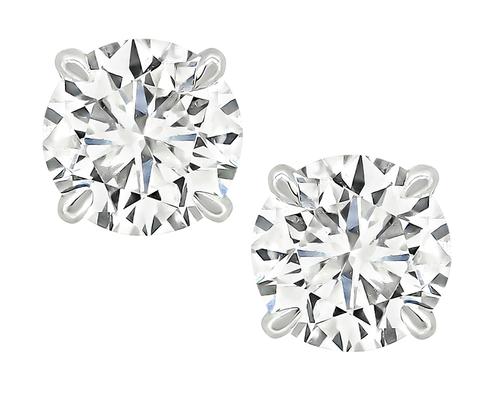 0.60ct and 0.58ct Round Cut Diamond 14k White Gold Studs Earrings