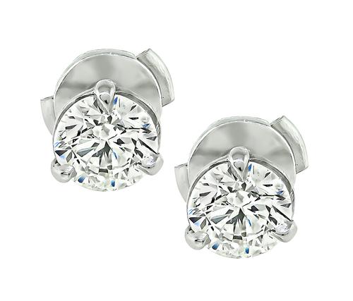 0.63ct and 0.63ct Round Brilliant Cut Diamond Platinum Studs Earrings