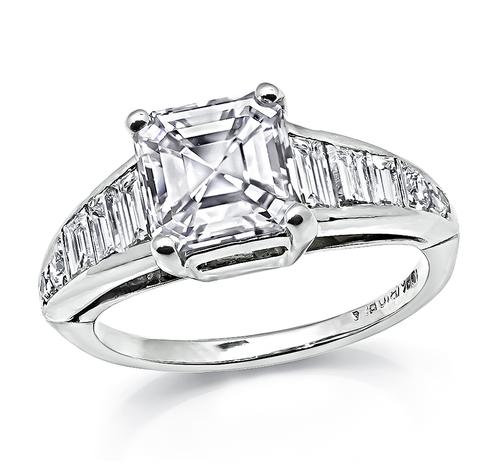 Emerald Cut Diamond Platinum Engagement Ring