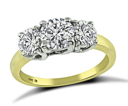 Round Brilliant Cut Diamond 14k Yellow and White Gold Anniversary Ring