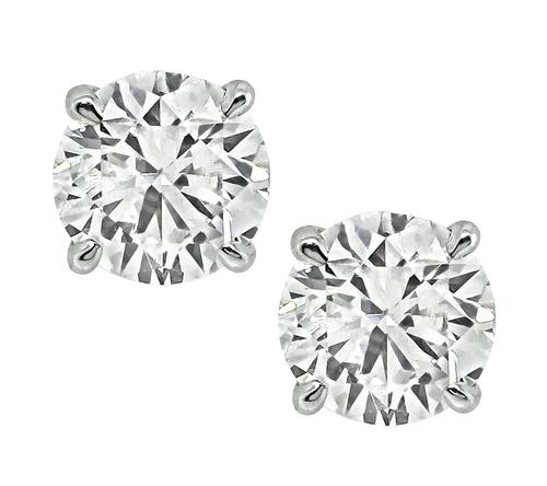 Round Brilliant Cut Diamond 14k White Gold Studs Earrings