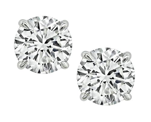 GIA Certified Round Cut Diamond 14k White Gold Studs Earrings