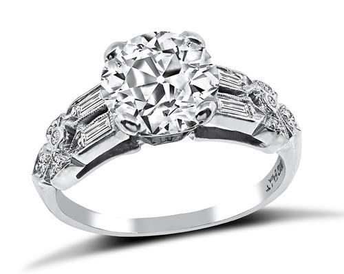 Old European Cut Diamond Platinum Engagement Ring