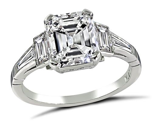 Emerald Cut Diamond Platinum Engagement Ring