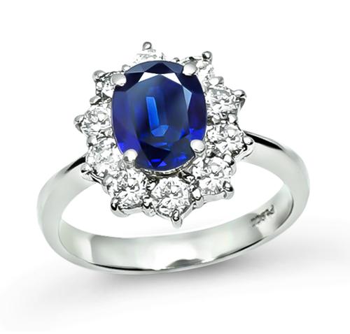 Oval Cut Sapphire Round Cut Diamond Platinum Engagement Ring