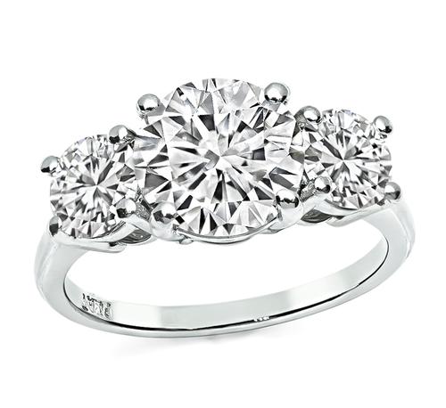 GIA Certified 3.17cttw Round Cut Diamond Platinum Engagement Ring