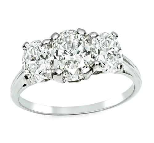 2.20cttw Oval Cut Diamond Platinum Three Stone Anniversary Ring