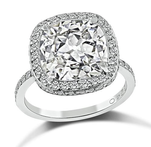 Cushion Cut Diamond Platinum Engagement Ring and Wedding Band Set