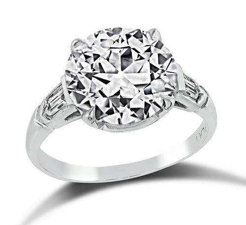 Old European Cut Diamond Platinum Engagement Ring