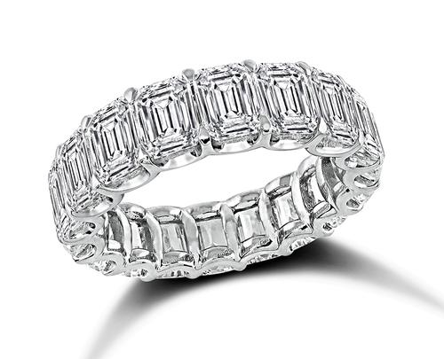 Emerald Cut Diamond 18k White Gold Eternity Wedding Band