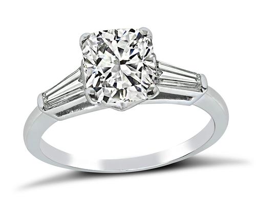 Cushion Cut Diamond Platinum Engagement Ring